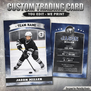 Presentación Tarjeta de hockey sobre hielo personalizada azul p