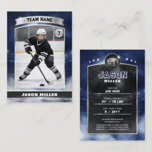 Presentación Tarjeta de hockey sobre hielo personalizada azul p