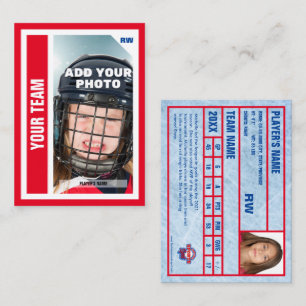 Presentación Tarjeta de hockey sobre personalizado (rojo) Añadi