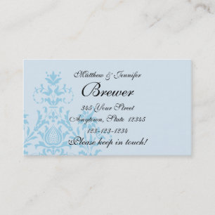 Presentación Tarjeta de información de contacto Blue Damask Bri