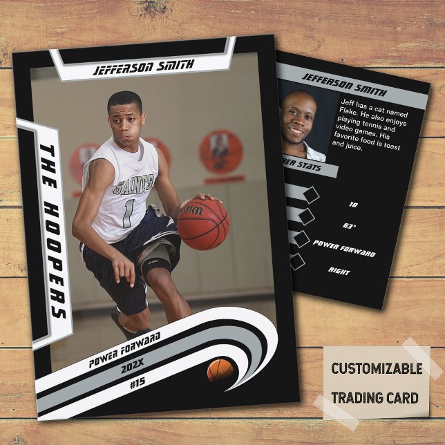 Presentación Tarjeta de intercambio de baloncesto en negro plat (Unleash the Future of Basketball Collectibles with the Basketball Trading Card in Lively Silver)