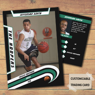 Presentación Tarjeta de intercambio de baloncesto en negro verd