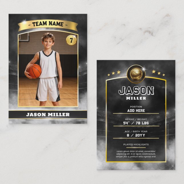 Presentación Tarjeta de intercambio de baloncesto personalizada (Anverso / Reverso)