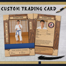 Tarjeta de intercambio de cinturón azul de karate