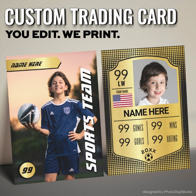 Presentación Tarjeta de intercambio de fútbol de la tarjeta Esc (Custom Soccer Trading Card, Gold Shield Player Card)