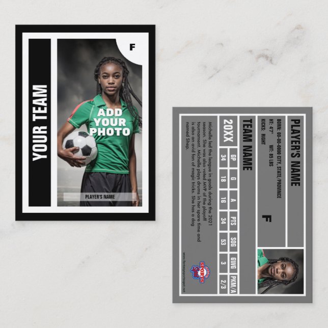 Presentación Tarjeta de intercambio de fútbol (negro) - Añadir  (Anverso / Reverso)