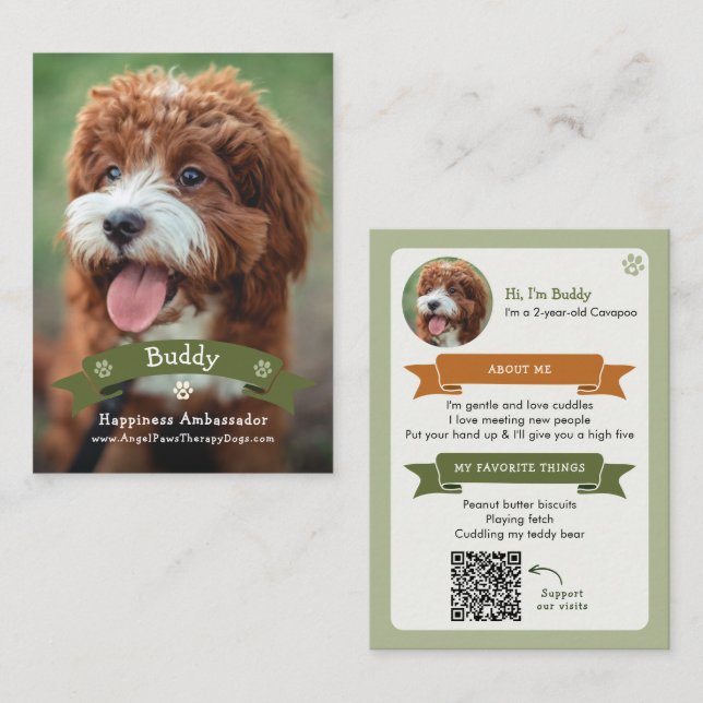 Presentación Tarjeta de intercambio de mascotas con código QR d (Anverso / Reverso)