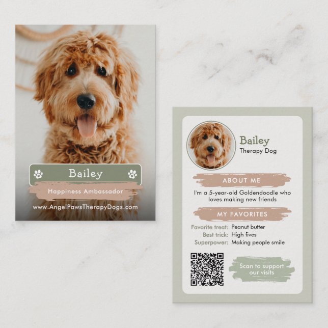 Presentación Tarjeta de intercambio de mascotas con código QR p (Anverso / Reverso)