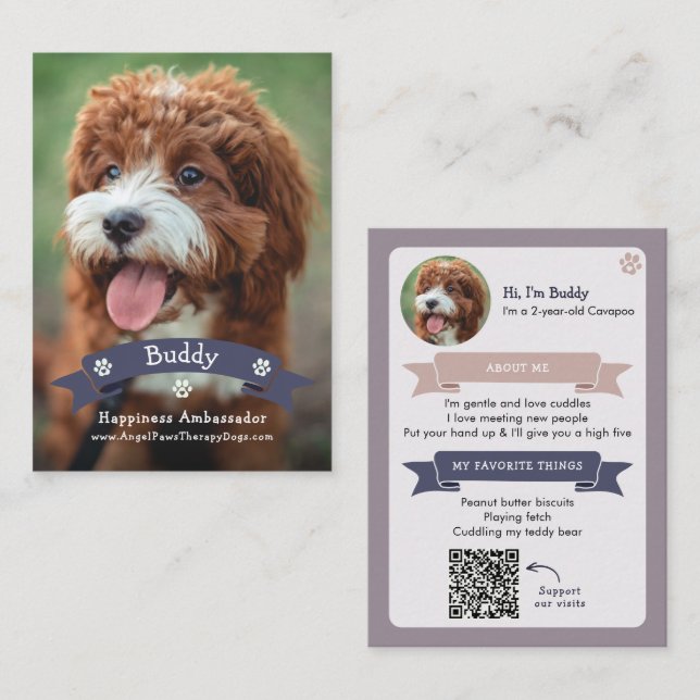 Presentación Tarjeta de intercambio de mascotas con foto, códig (Anverso / Reverso)