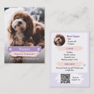 Presentación Tarjeta de intercambio de mascotas, foto y código 