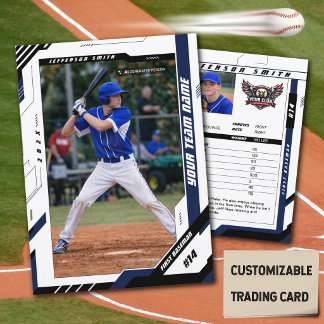 Presentación Tarjeta de jugador de béisbol azul dinámica person
