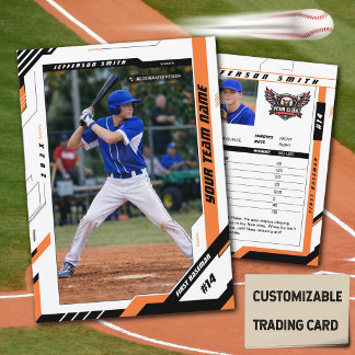 Presentación Tarjeta de jugador de béisbol naranja dinámica per