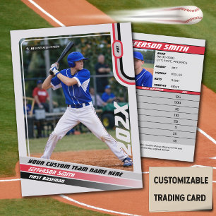 Presentación Tarjeta de jugador de béisbol personalizada gris r