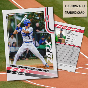 Presentación Tarjeta de jugador de béisbol personalizada gris r