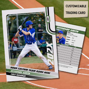 Presentación Tarjeta de jugador de béisbol personalizada verde 