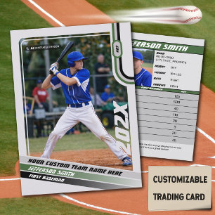 Presentación Tarjeta de jugador de béisbol personalizada verde 