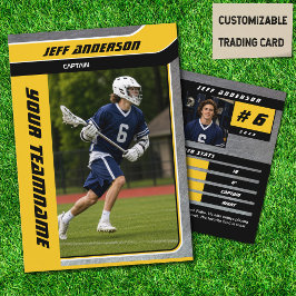 Presentación Tarjeta de jugador de lacrosse de metal amarillo