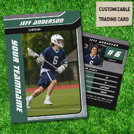 Presentación Tarjeta de jugador de lacrosse de metal verde