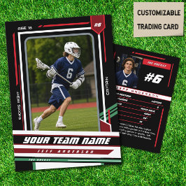 Presentación Tarjeta de jugador de lacrosse personalizada verde