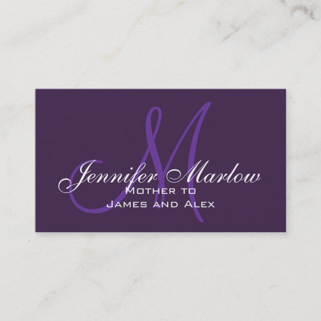 Presentación Tarjeta de llamada morada monograma mami (Anverso)