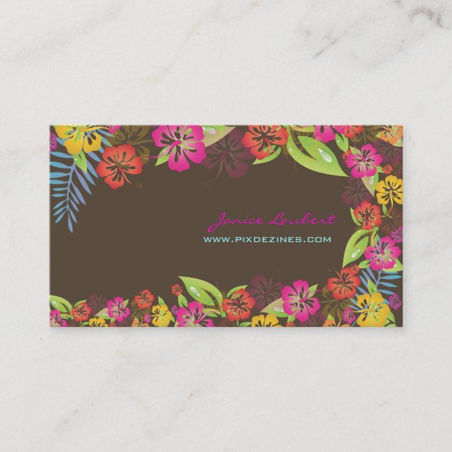 Presentación Tarjeta de llamadas de flores tropicales retro neg (Anverso)