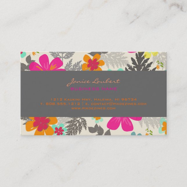 Presentación Tarjeta de llamadas de flores tropicales retro neg (Anverso)