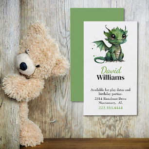 Presentación Tarjeta de llamadas para niños con dragón verde