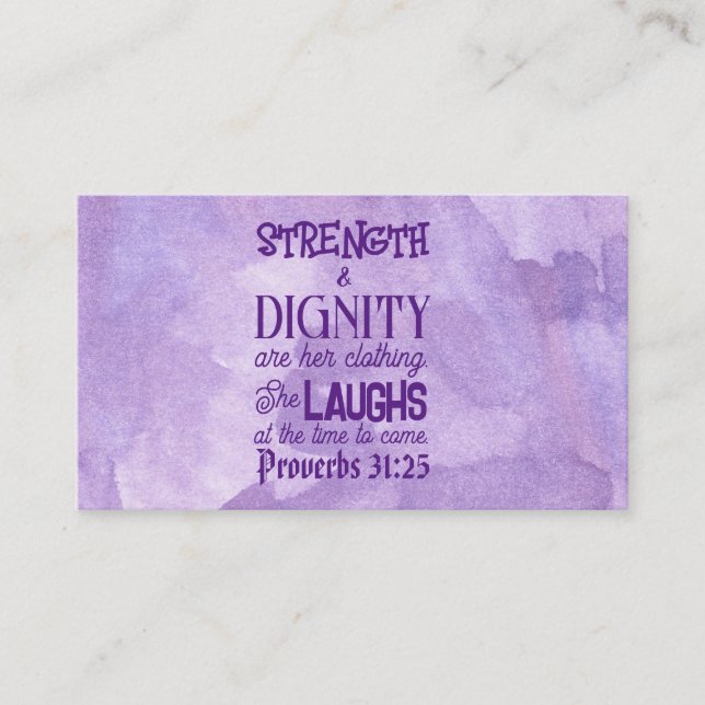 Presentación Tarjeta de llamadas Proverbs 31:25-26, nota de env (Anverso)