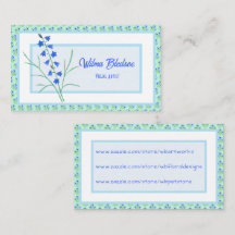 Tarjeta de negocios pastel de campanillas azules y