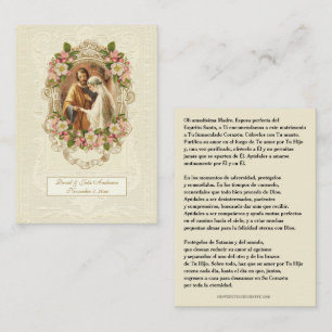 Presentación Tarjeta de oración católica española para boda