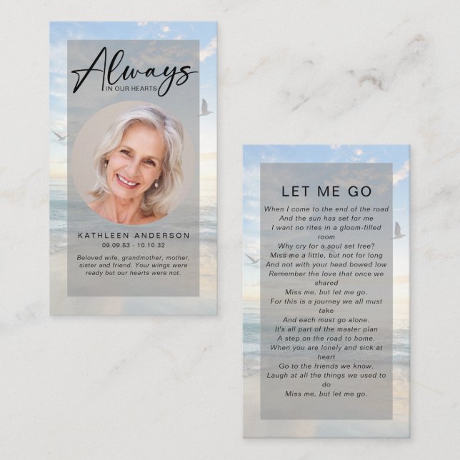 Presentación Tarjeta de oración conmemorativa | Aves oceánicas (Anverso / Reverso)