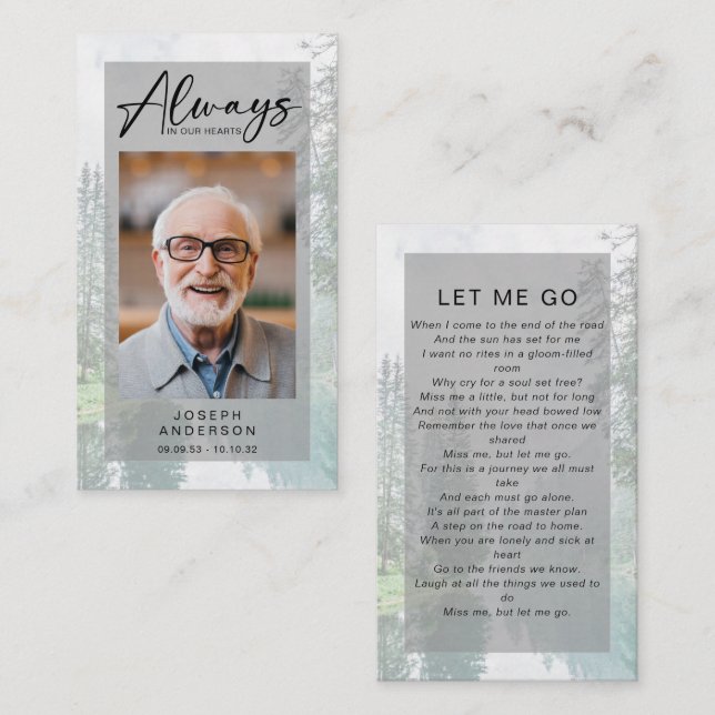 Presentación Tarjeta de oración conmemorativa | Bosque (Anverso / Reverso)