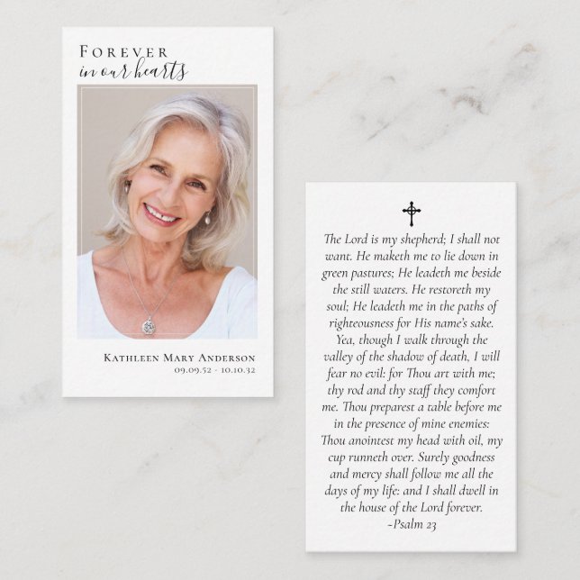 Presentación Tarjeta de oración conmemorativa de foto económica (Anverso / Reverso)