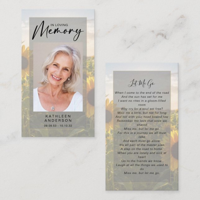 Presentación Tarjeta de oración conmemorativa | Sombras (Anverso / Reverso)