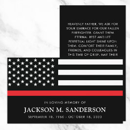 Presentación Tarjeta de oración de la línea roja del funeral de