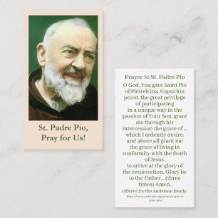 Presentación Tarjeta de oración de San Padre Pío