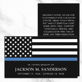 Presentación Tarjeta de oración del funeral de oficial de polic