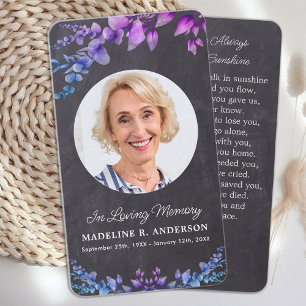 Presentación Tarjeta de oración fúnebre con foto conmemorativa
