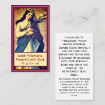 Tarjeta de oración personalizable de Sta. Filomena