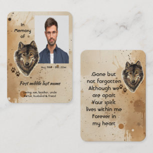 Presentación Tarjeta de Oración Recuerdo Lobo Lobos Animal