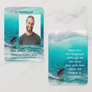 Presentación Tarjeta de oración Recuerdo Olas Surfista Agua