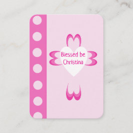 Presentación Tarjeta de oración santa de bautismo rosa para niñ