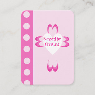 Presentación Tarjeta de oración santa de bautismo rosa para niñ