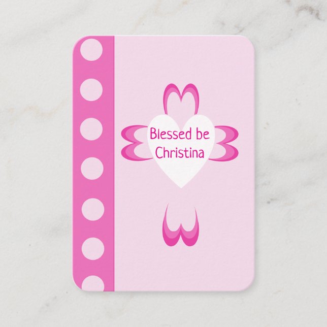 Presentación Tarjeta de oración santa de bautismo rosa para niñ (Anverso)