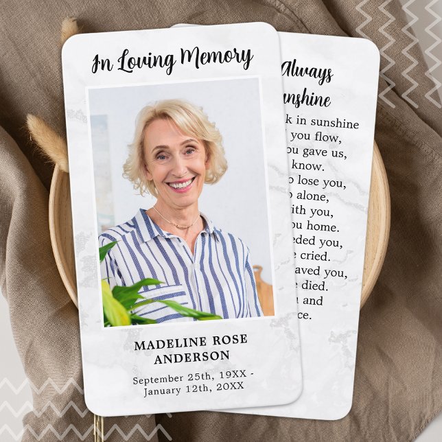 Presentación Tarjeta de plegaria conmemorativa de la simpatía p (Subido por el creador)