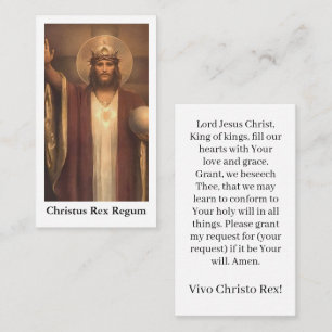 Presentación Tarjeta de plegaria del Rey Cristo