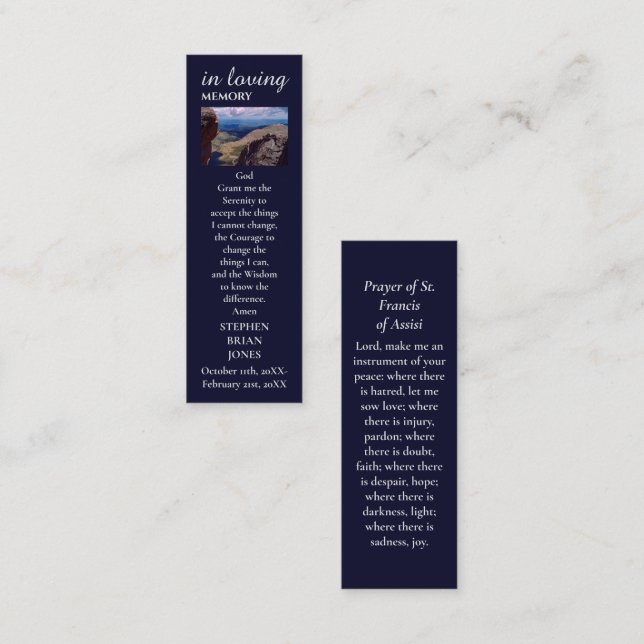 Presentación Tarjeta de plegarias fotográficas para la celebrac (Anverso / Reverso)