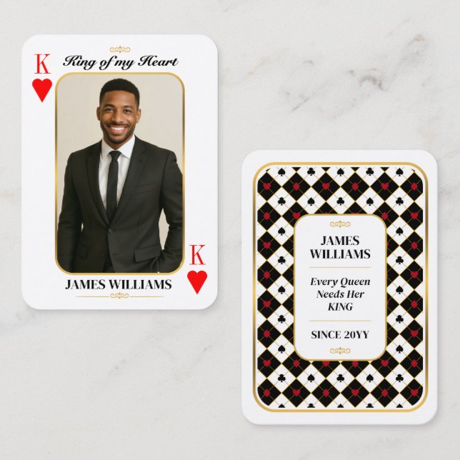 Presentación Tarjeta de póquer de foto personalizada, rey de mi (Anverso / Reverso)