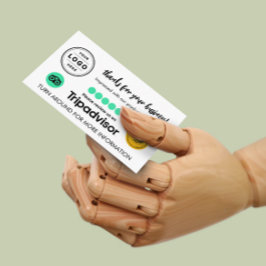 Presentación Tarjeta de solicitud de reseña de Tripadvisor con 