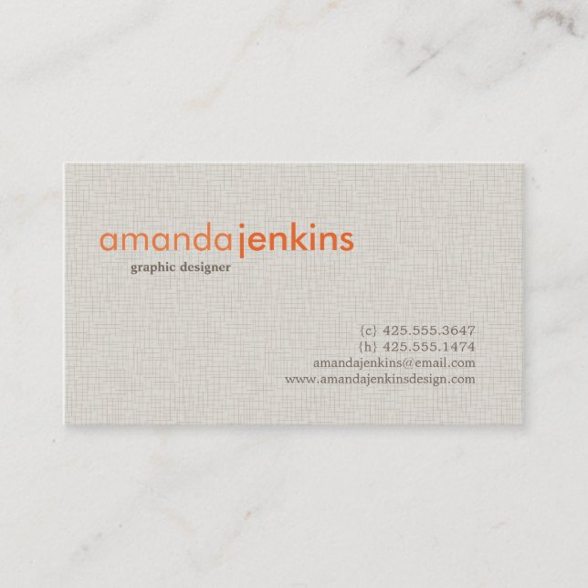 Presentación Tarjeta de visita de lino simple (Anverso)